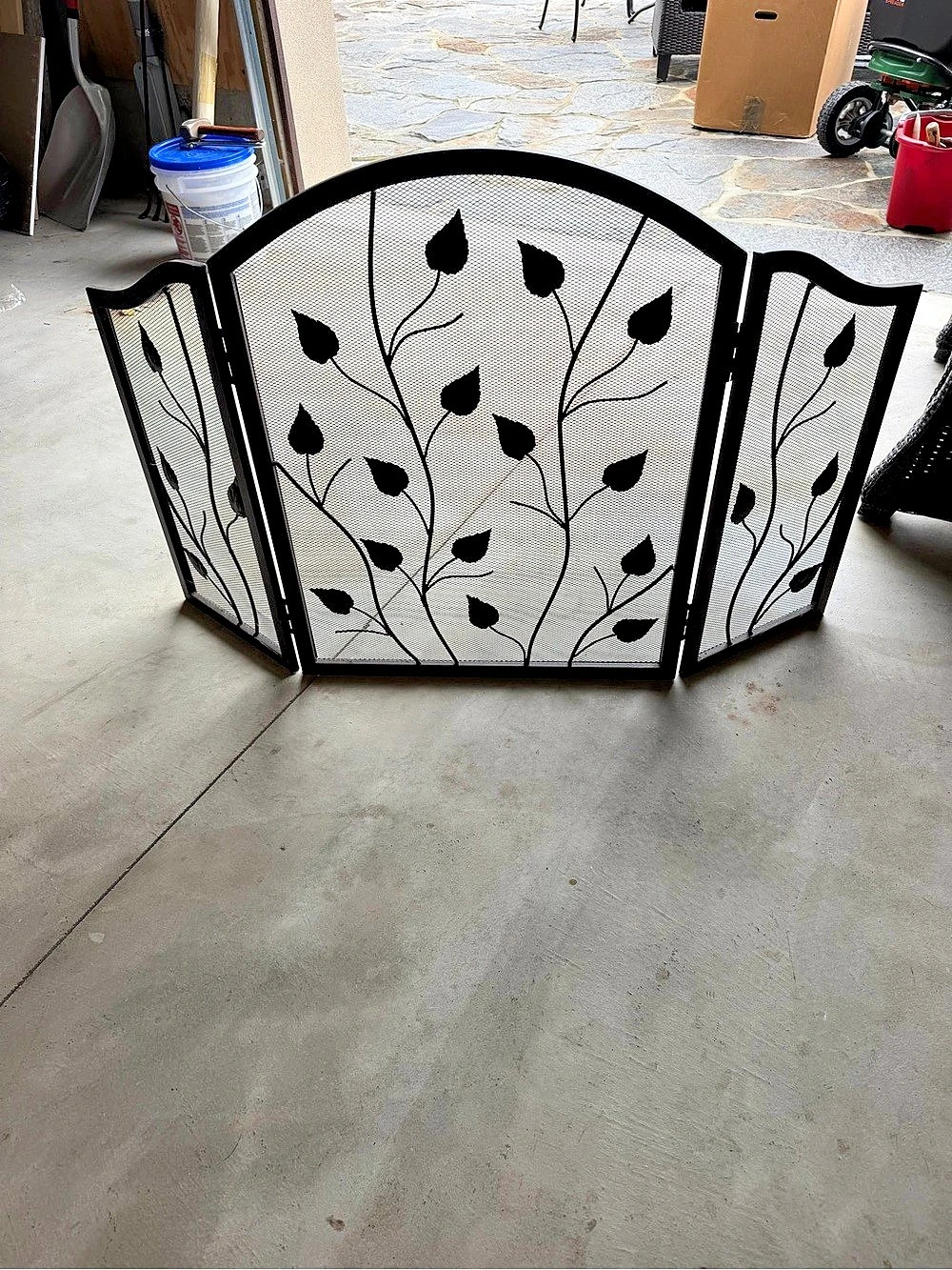 Floral Metal Fireplace Screen Decor